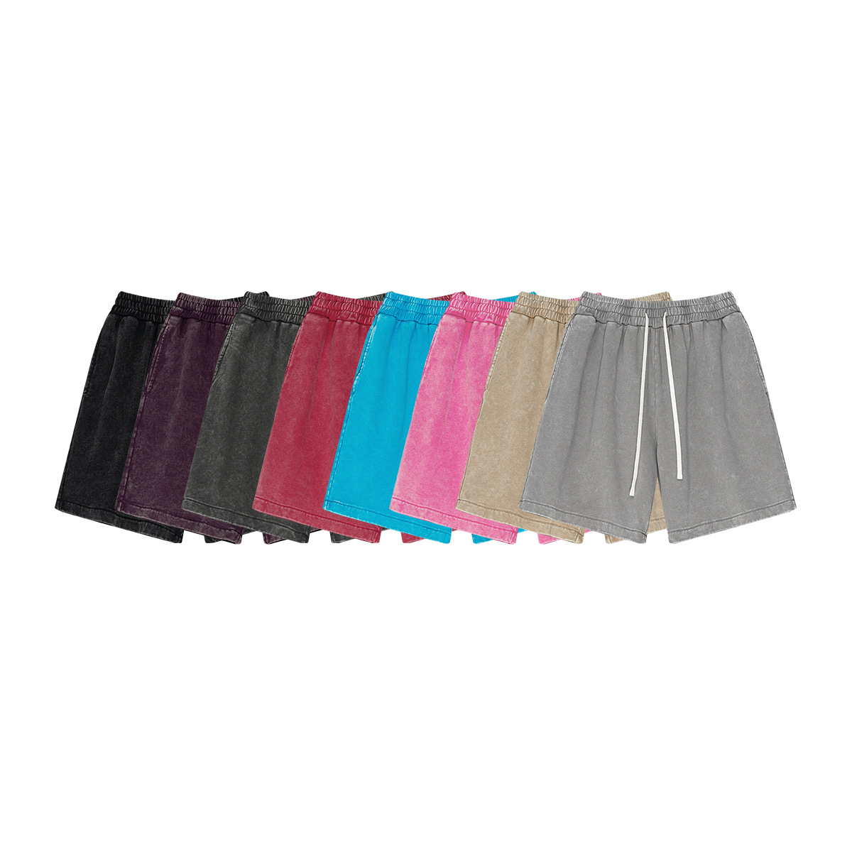 2025 verano marca de moda americana lavado pesado artesanía estilo deportivo pantalones de cinco puntos retro frito copo de nieve felpa pantalones cortos hombres image 6