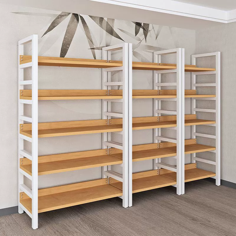 Многослойная стойка для дисплея, напольная стойка для дисплея, домашняя книжная полка для ежедневного обучения, супермаркет, бытовая стальная деревянная стойка для хранения Qingbang