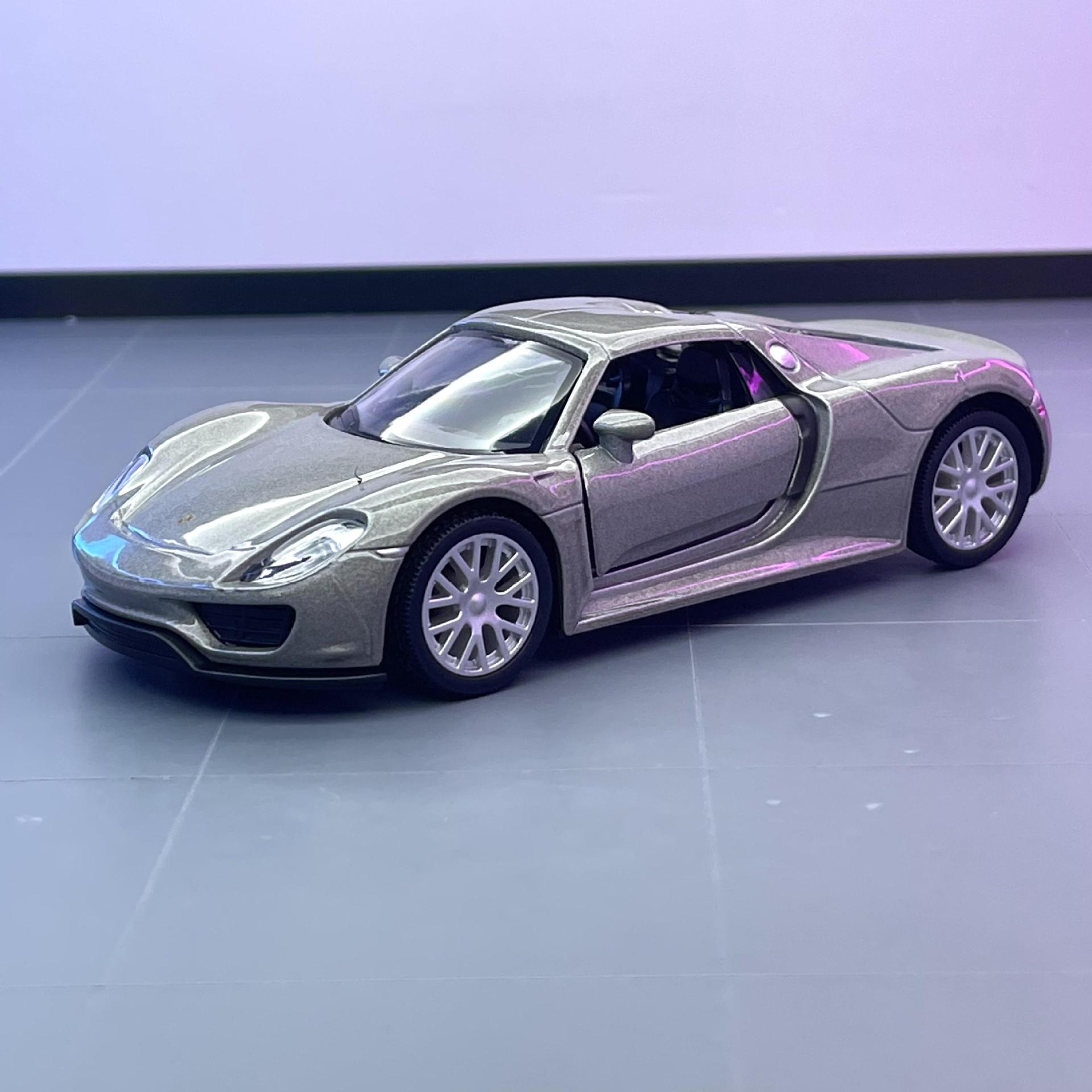 Ma Ke, modelo de coche de aleación 1 a 36 Porsche 918 coche deportivo, luz silenciosa, colección de modelos de coche de juguete para niños