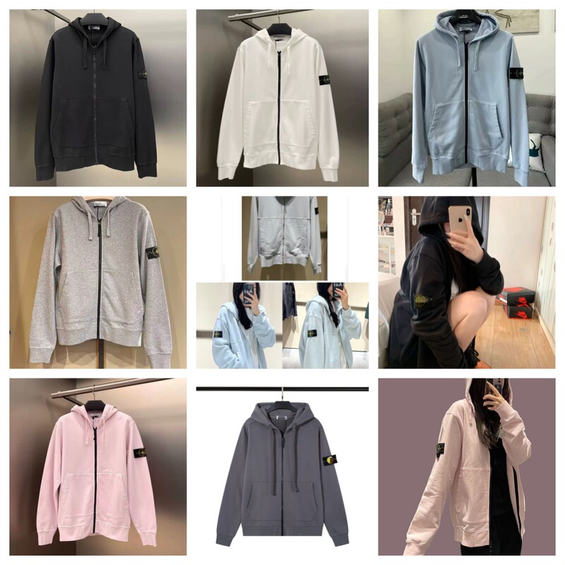 Cross-Border Stone Compass Patch Zipper Hoodie Unisex Versatile Solid Color Casual Sports Hoodie Jacket
