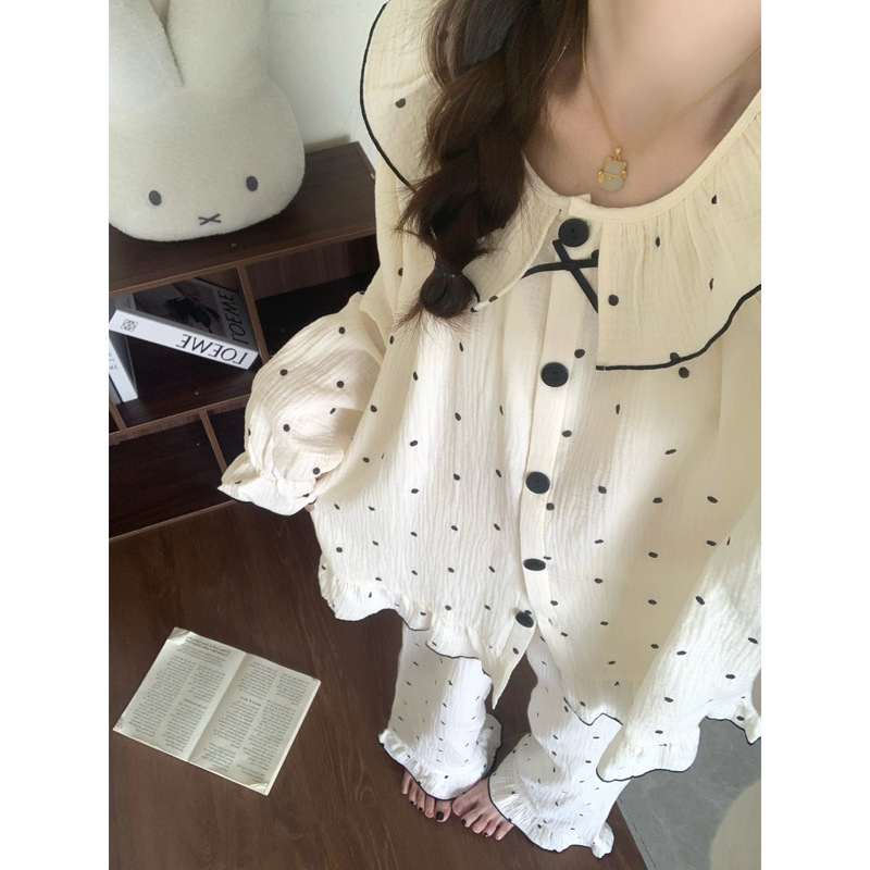French-Style Princess Pajamas for Women, Spring and Autumn Long-Sleeved Sets, High-End Polka Dot Loungewear That Can Be Worn Outside, Cross-Border Wholesale French-Style Princess Pajamas for Women, Spring and Autumn Long-Sleeved Sets, High-End Polka Dot Loungewear That Can Be Worn Outside, Cross-Border Wholesale