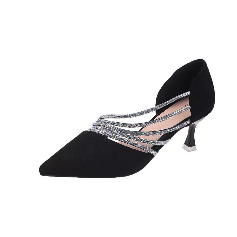 Французские туфли на высоком каблуке женские дизайнерские нишевые темпераменты женские модельные туфли со стразами на остроконечном каблуке дизайн обуви