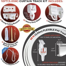 3米弯轨，窗帘弯轨套装 PVC轨道静音滑轨可弯曲U型塑料弧形导轨