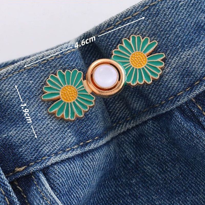 Nail-Free Removable Waist Buckle Pair, Flat-Bottom Seamless Buttons for Pants & Skirts, Assorted Designs
