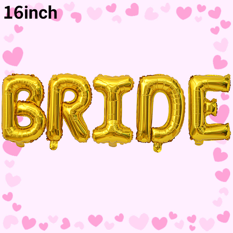 Globos de letras de aluminio para novias, superventas transfronterizos, en dorado, plateado y oro rosa con la inscripción BRIDE, para decoraciones de bodas y despedidas de soltera. image 4