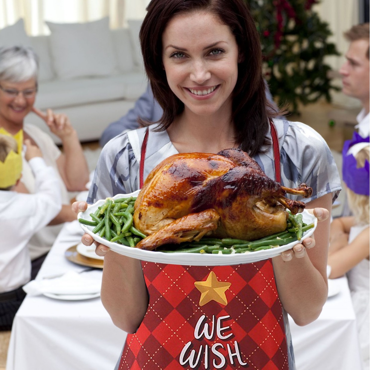 Delantal de Navidad transfronterizo decoración tela impresión lindo muñeco de nieve de alce delantal de Navidad comedor cocina