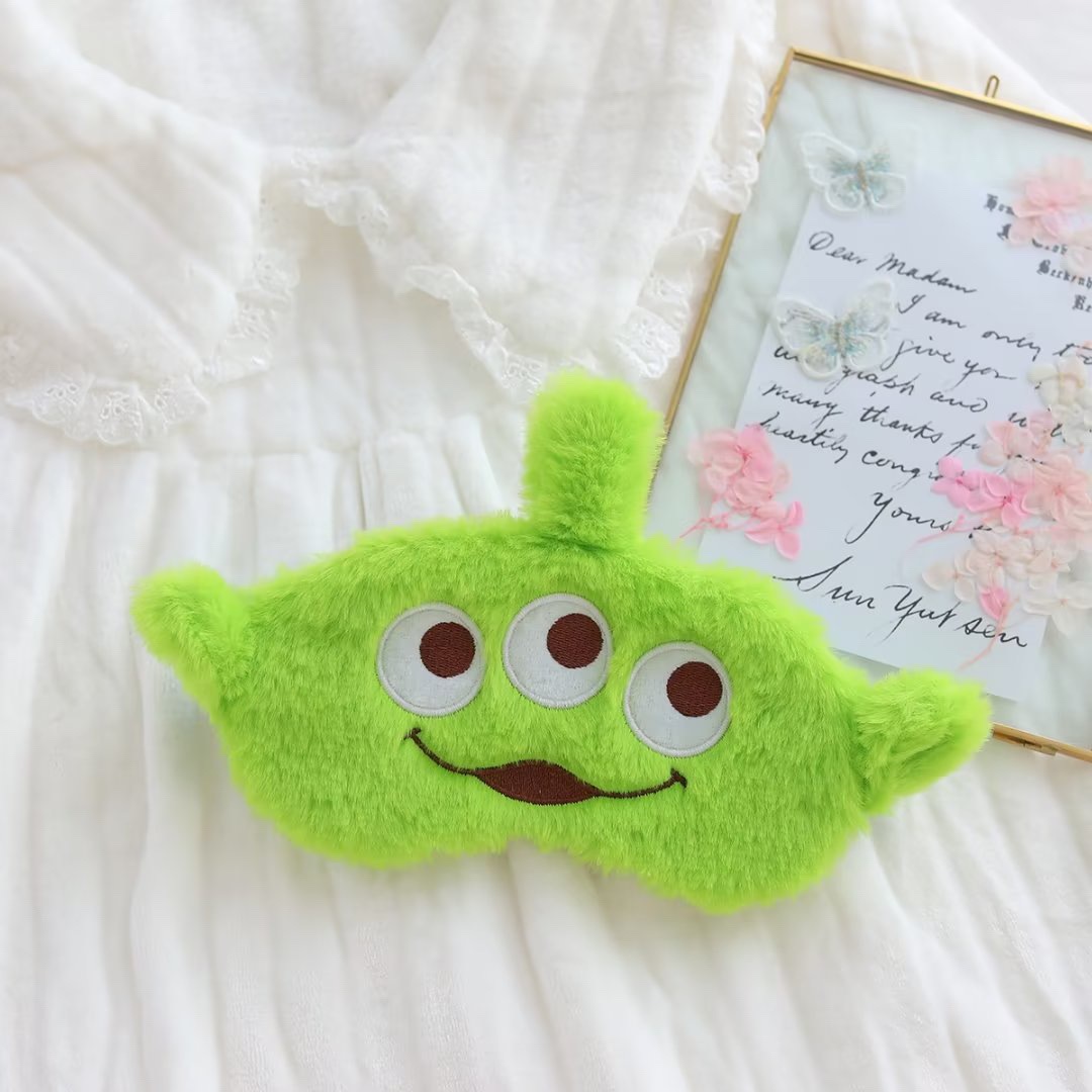 Japonés lindo de dibujos animados de felpa bordado de tres ojos sombreado máscara de Ojos de viaje portátil flor oso siesta sueño máscara de ojos