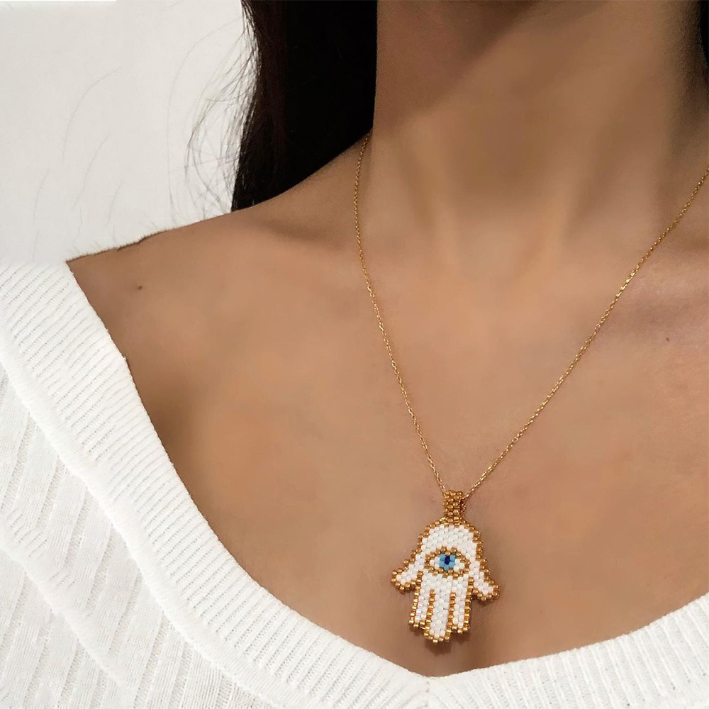 fashion palm eyes woven necklace