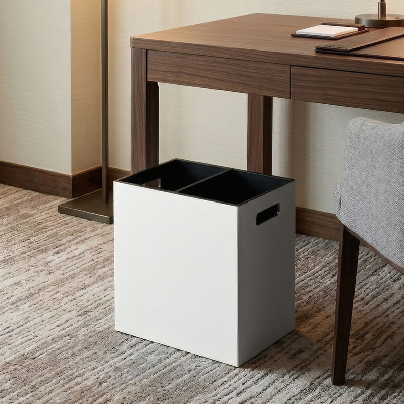 Hotel guest room double-compartment inner container trash can garbage sorting trash can thickened resin uncovered square trash can