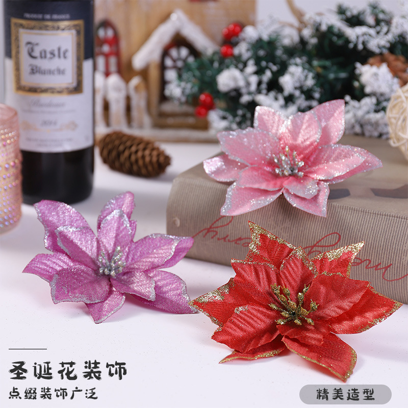 Explosión transfronteriza Flor artificial de Navidad Suministros de decoración de flores de Navidad Flor artificial Decoración de árbol de Navidad Flor 13cm