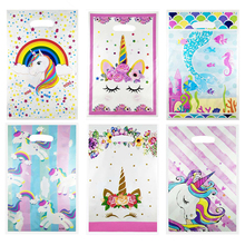 20/30/40pcs Unicorn Plastic Gift Bags Candy Bag Flamingo Dis