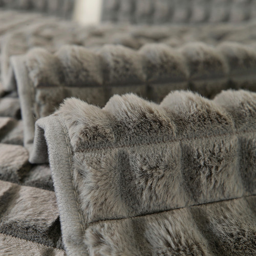 秋冬款纯色毛绒兔毛沙发垫加厚现代简约超柔防滑沙发坐垫巾批发