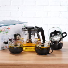 新款热水玻璃花茶壶五件套 功夫茶具过滤泡茶壶创意礼品套装