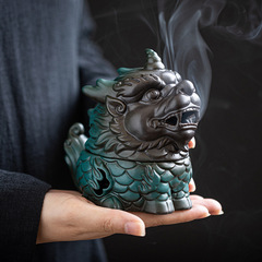 麒麟盤香炉招財神獣沈香ホノルル茶卓家庭用室内香道新中国式禅意陶磁器置物
