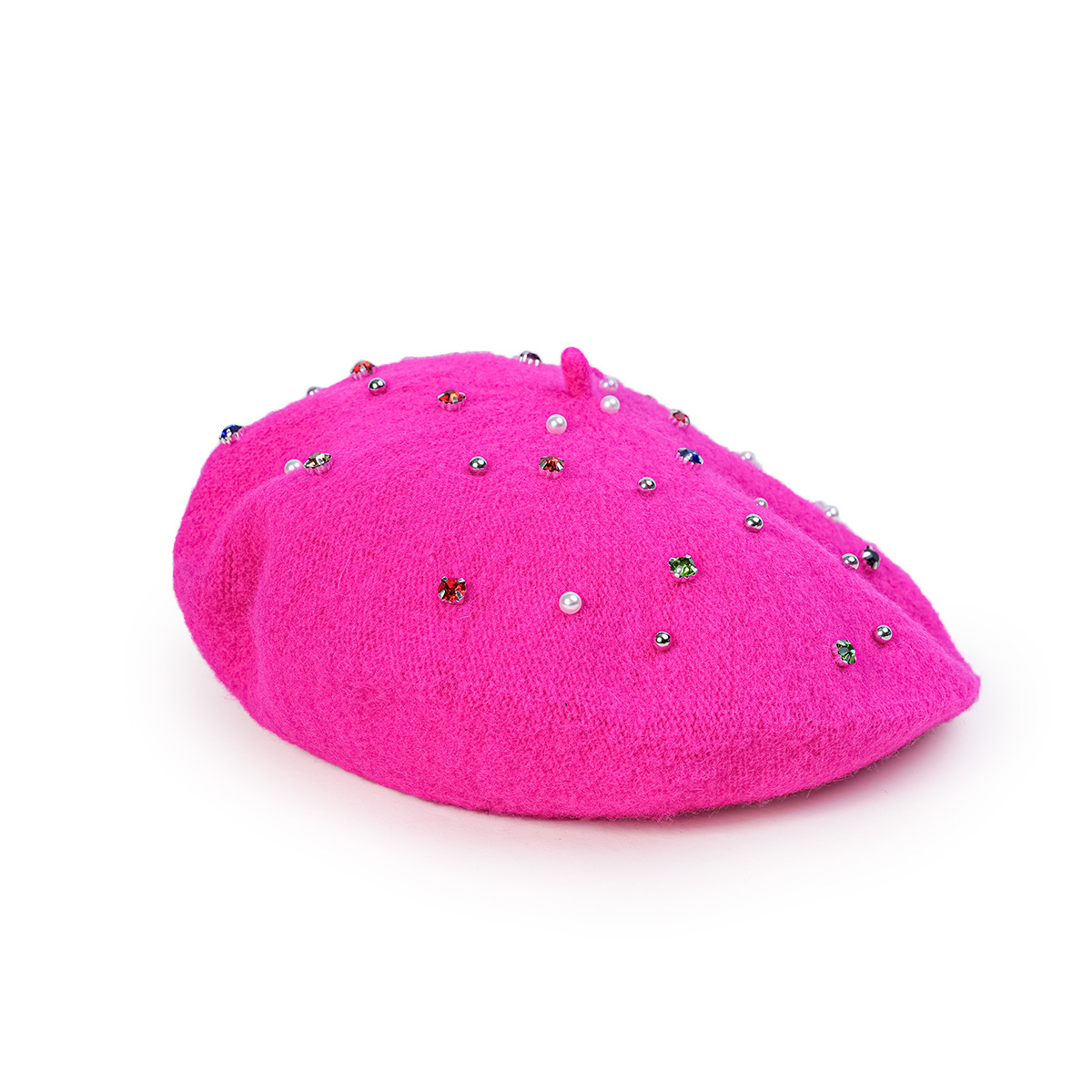 Autumn And Winter New Fashion Color Diamond Beret Octagonal Hat display picture 6