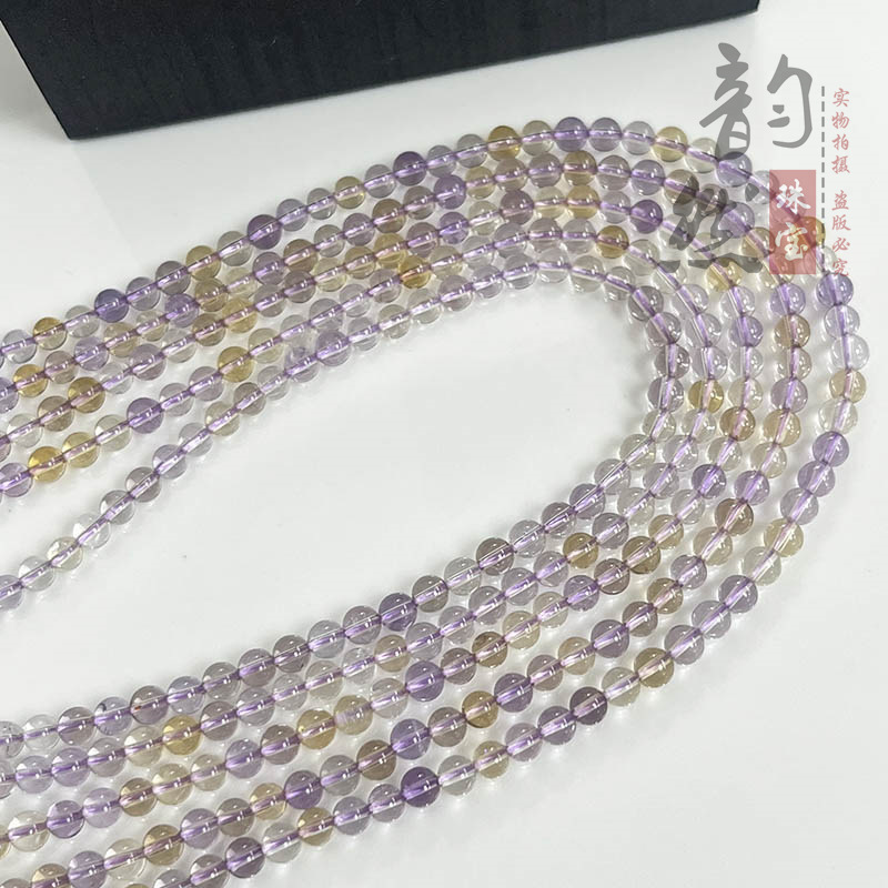 天然玻利维亚紫黄水晶半成品 diy手链锁骨项链原创浅紫黄水晶散珠|undefined