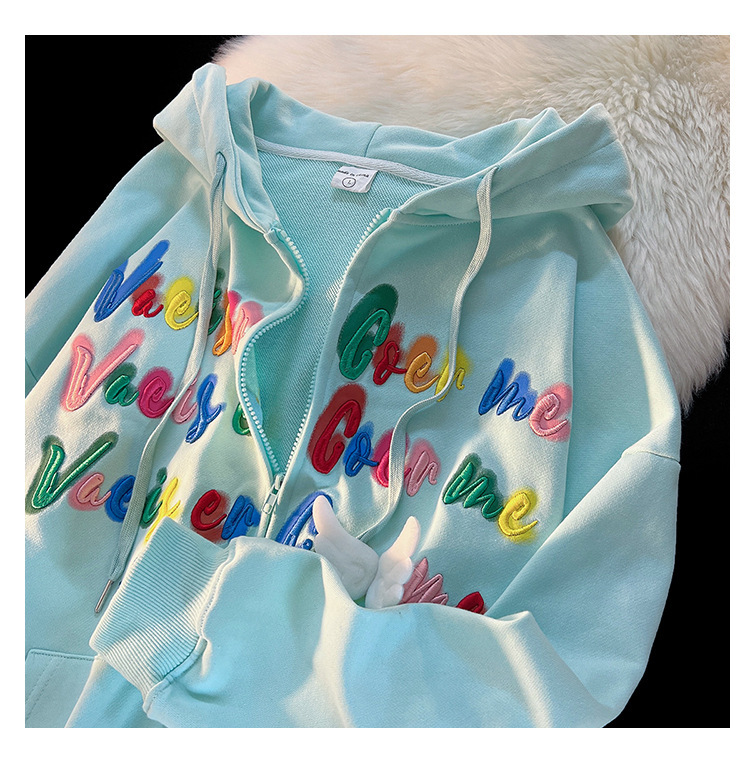 Letter Stickers Loose Couple Pullover Top Image 10