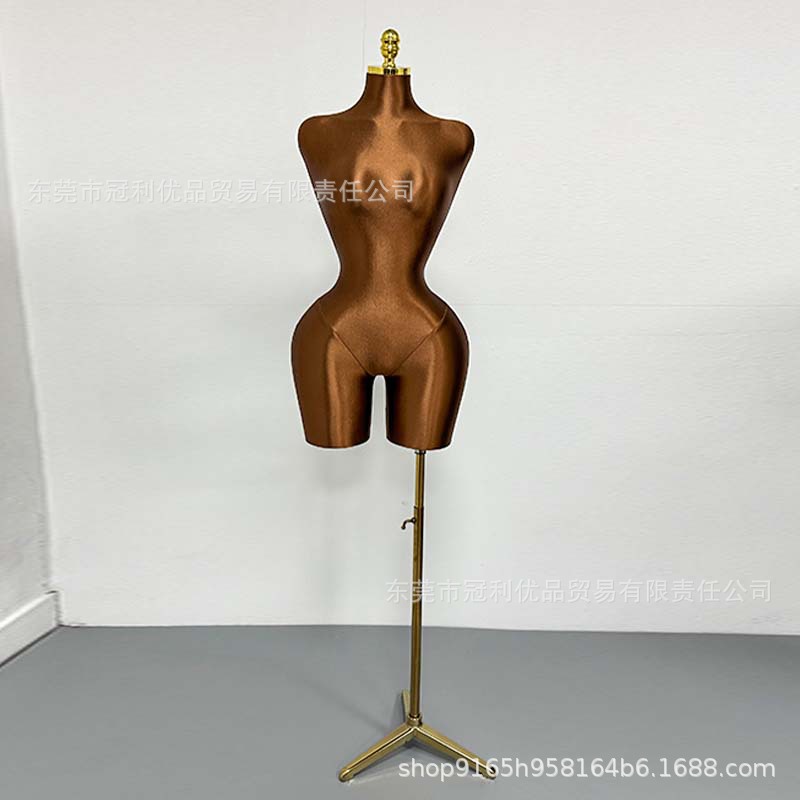 Maniquí femenino europeo y americano de talla grande, dorado, con busto y caderas grandes, para exhibición de ropa y cabeza de maniquí.