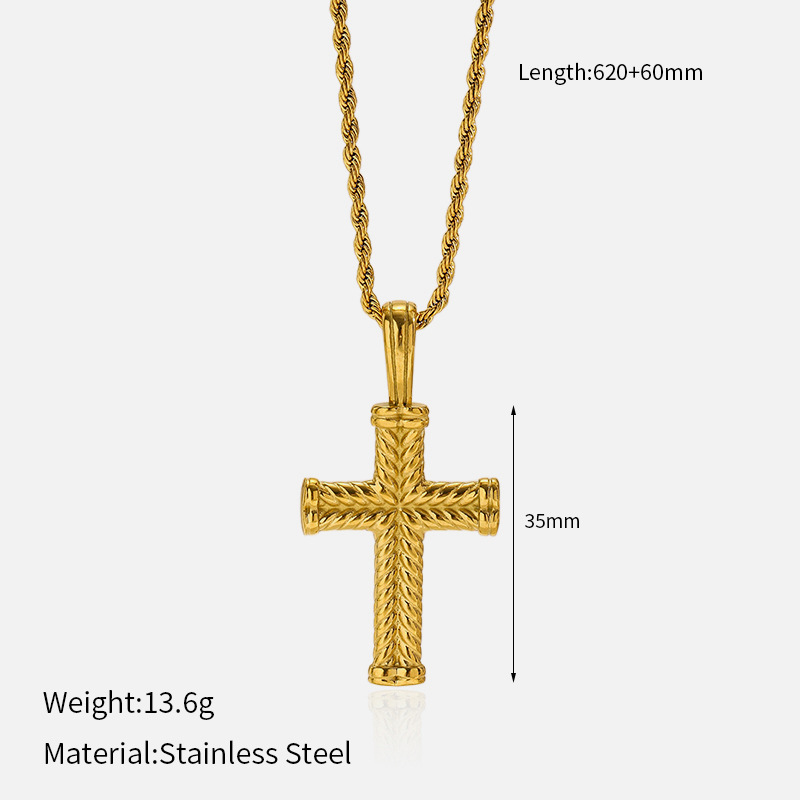 18g Weight Lobster Trigger Clasp Closure Clasp Closure Type 304 Stainless Steel Pendant Material Pendant Necklace Classification 304 Stainless Steel Chain Material box chain, Twisted Rope Chain Chain Type 1 Piece Quantity Casual, Daily Occasion 304 Stainless Steel Material Cross Pattern All Seasons Season Women's Gender Mixed Metal, Plating Design Elegant, Vintage Style Style Wholesale Jewelry Elegant Vintage Style Cross 304 Stainless Steel Mixed Metal Plating Box Chain Twisted Rope Chain Pendant Necklace 无