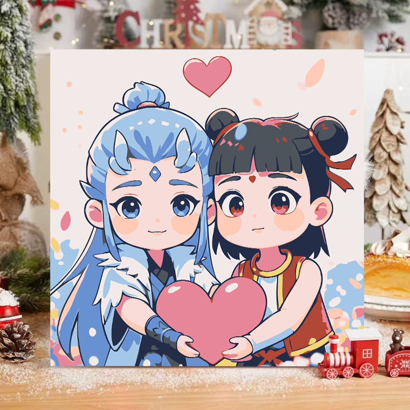 El niño prodigio de Nezha Naohai Diy pintura al óleo digital para colorear a mano Anime Ao Bing Nezha pintura al óleo pintura decorativa