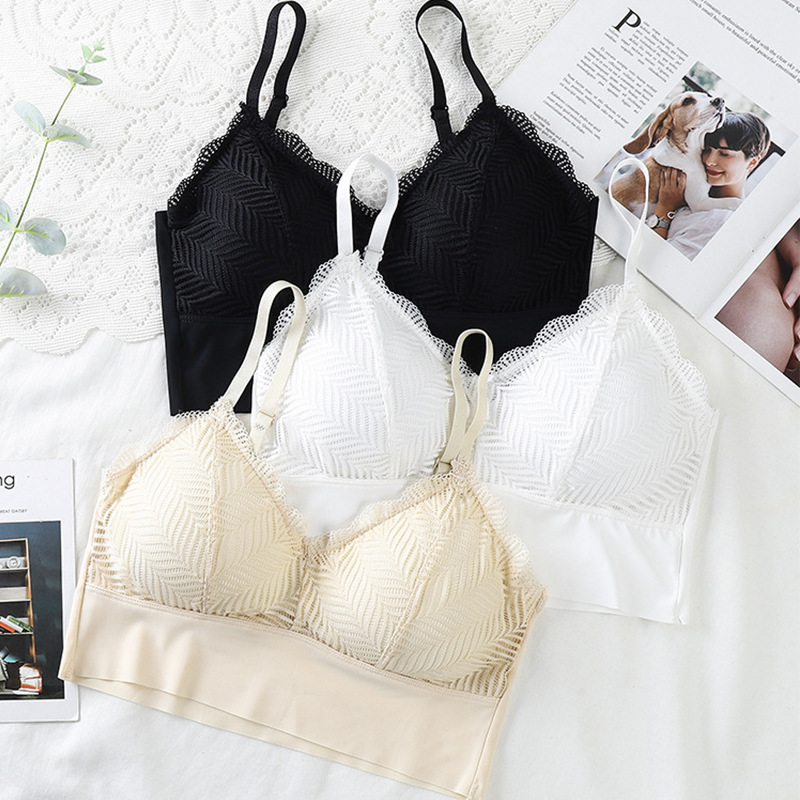 Correa chaleco-estilo inalámbrico Sujetador push up verano simple seda de hielo sin costuras envuelto pecho luz taza ropa interior de las mujeres image 5