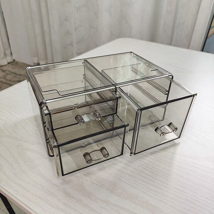 Caja de almacenamiento de cosméticos transparente tipo cajón caja de acabado multicapa escritorio acrílico lápiz labial joyería máscara estante