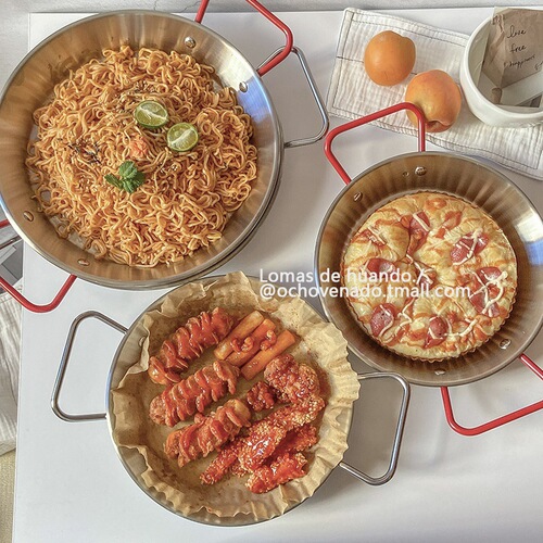 Korean-style ins fried chicken plate double-eared stainless steel pan French fries baked rice baking pan pasta plate crayfish plate