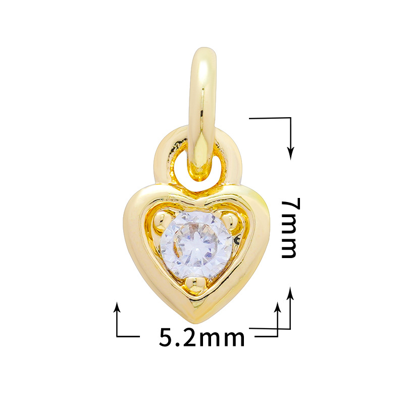Copper Material 1 Piece Copper Zircon Star Moon Heart Shape Pendant Charms Bracelets Earrings