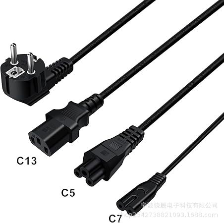 F型 转C13+C5+C7插座 3针电源线 斜角IEC插头，