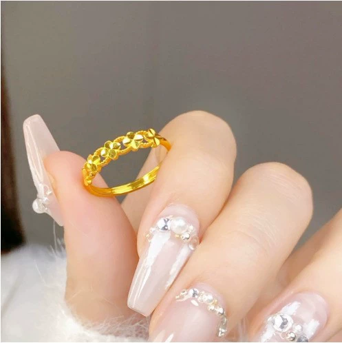 Кольцо Vietnam Sand Golden Clover: женское, маленькая красная книга удачи Grass Guting Glipper