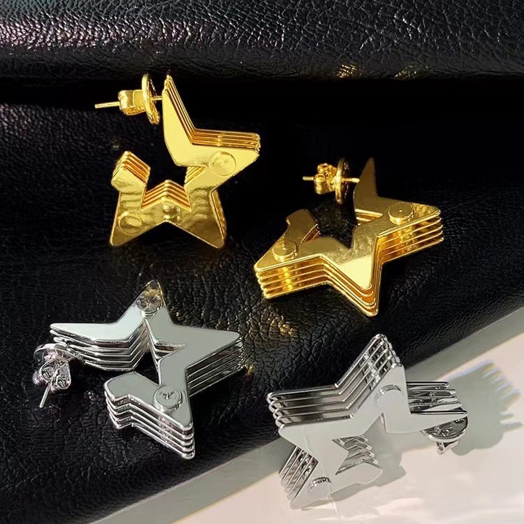Star, Solid Color Pattern Women's Gender 1 Pair Vintage Style Star Solid Color Plating Copper Ear Studs
