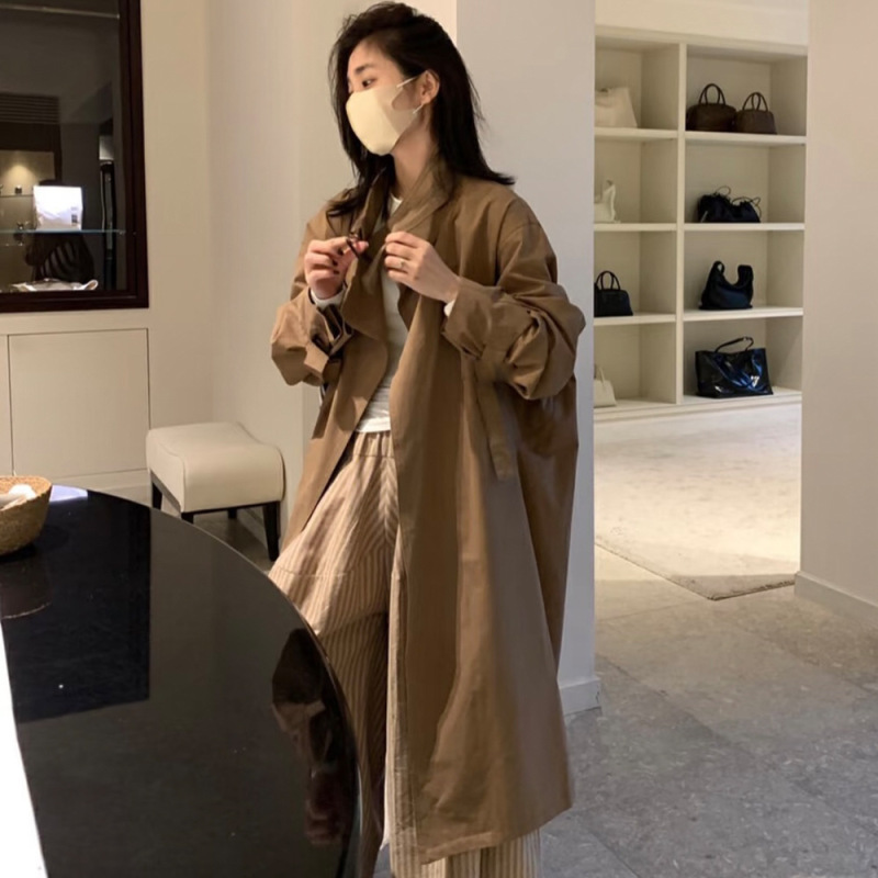 英伦风风衣女春设计感小众长款大衣小个子宽松薄款时尚外套|undefined