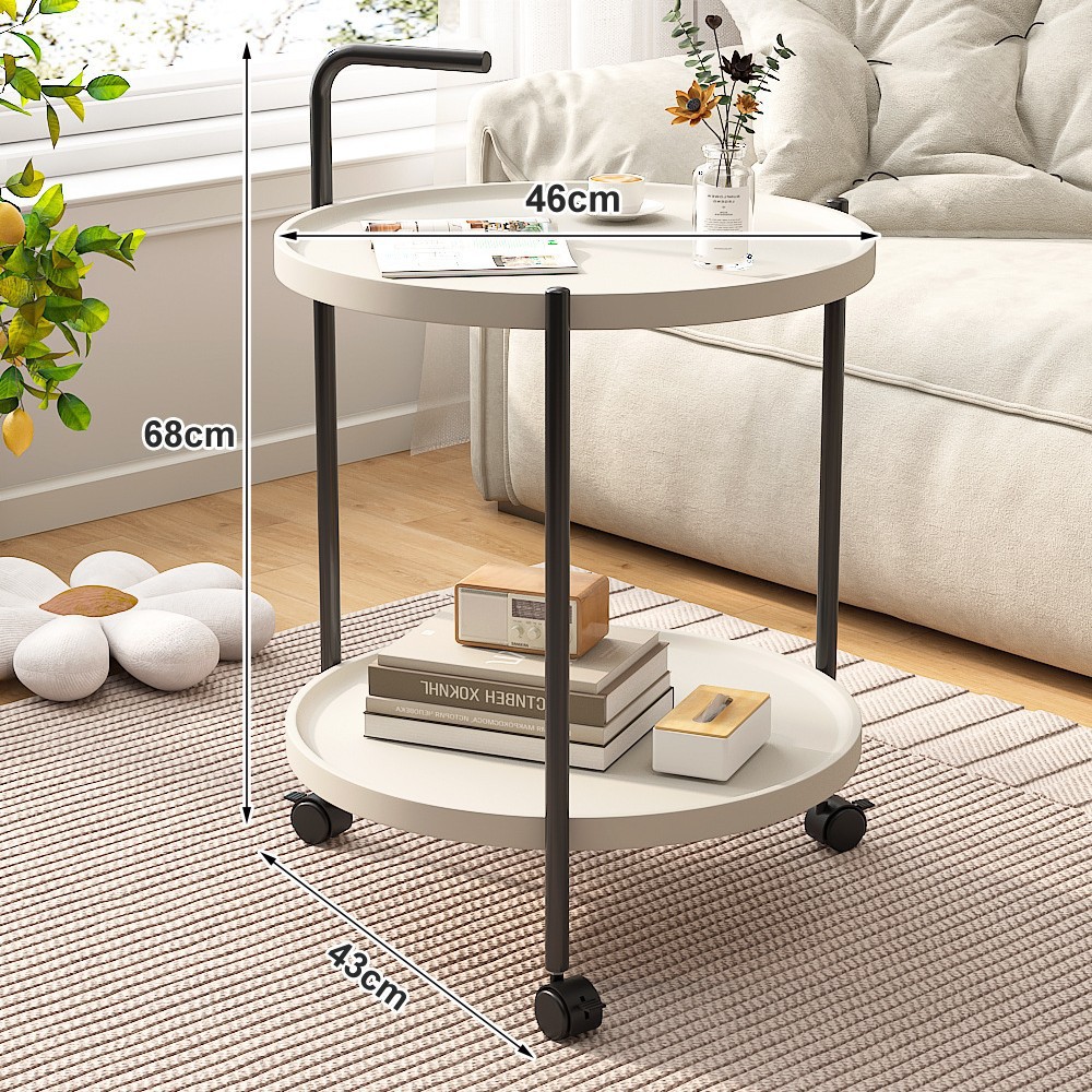 인기상품 신제품 [팔걸이가 있는 이동식 브레이크 더블 레이어] 밀크 화이트