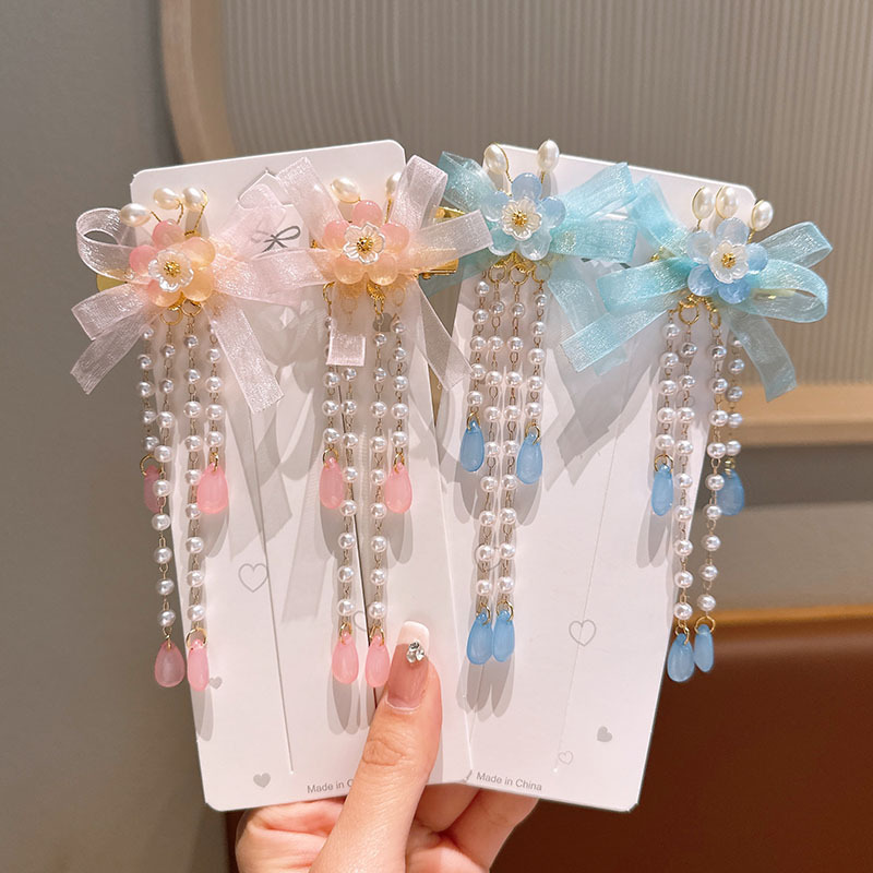 Cute Flower Bow Knot Mixed Materials Stripe Rhinestone Pearl Hair Clip display picture 3