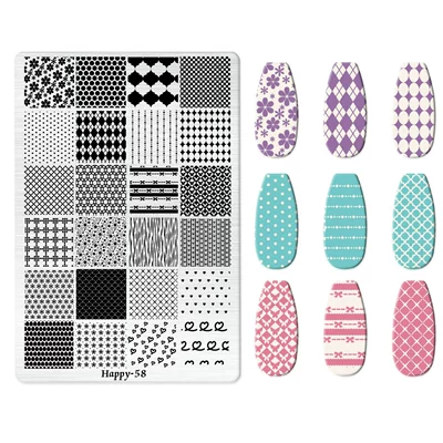 Stamping Plate — Dırnaq bəzəkləri - happy-058-with-back-plate