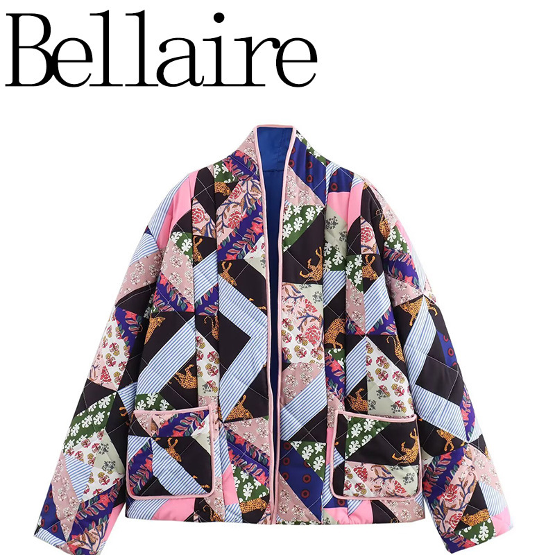 Za Foreign Trade Wholesale European and American Style French Women's Clothing Fashionable and Versatile Foreign Style Printed Loose Cotton Coat for Women 8820492