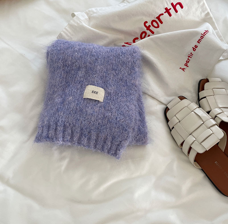 Contenant de la laine ~ Nouvelle écharpe en cachemire imitant un œuf gluant doux de couleur unie pour la chaleur hivernale en tricot de tempérament coréen_voghion.com