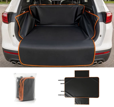 Car Trunk Mat, Car Pet Mat, Cat and Dog Anti-Dirt and Anti-Scratch Mat, Enlarged Rear Seat Mat, Waterproof Mat, Pet Seat Cushion (Multi-function pad) - st-0018apet-mattrunk-thin-style-orange-hemming-a1