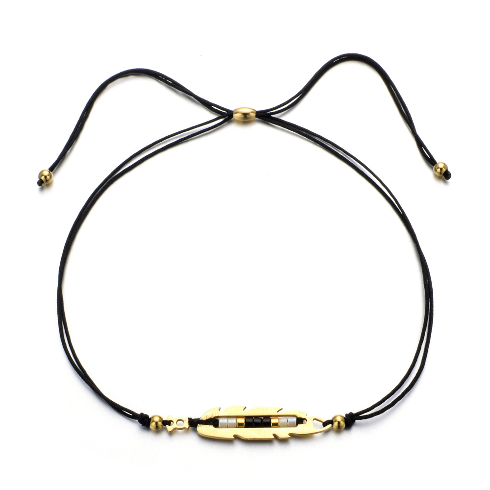 1 Piece Quantity Holiday, Daily Occasion Simple Style Leaf Stainless Steel Rope Women's Bracelets
