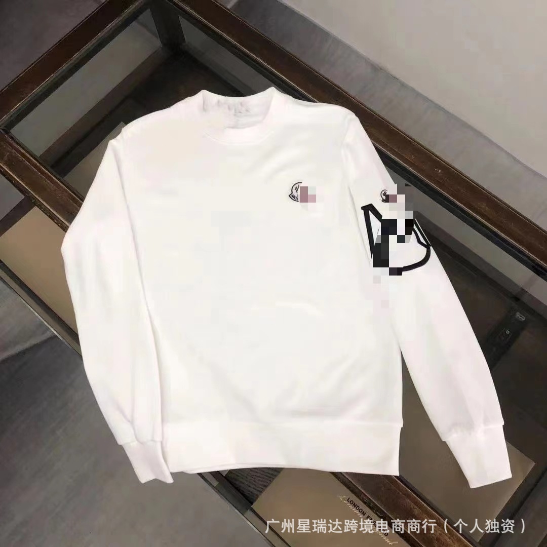 跨境纯棉圆领卫衣男女情侣同款毛圈简约款百搭印花潮流宽松型