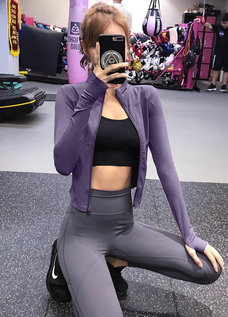 Slim-fit Quick-drying Yoga Clothes For Women, Stand-up Collar, Long-sleeved Tight Sports Top, Fitness Clothes For Women_desvips.com