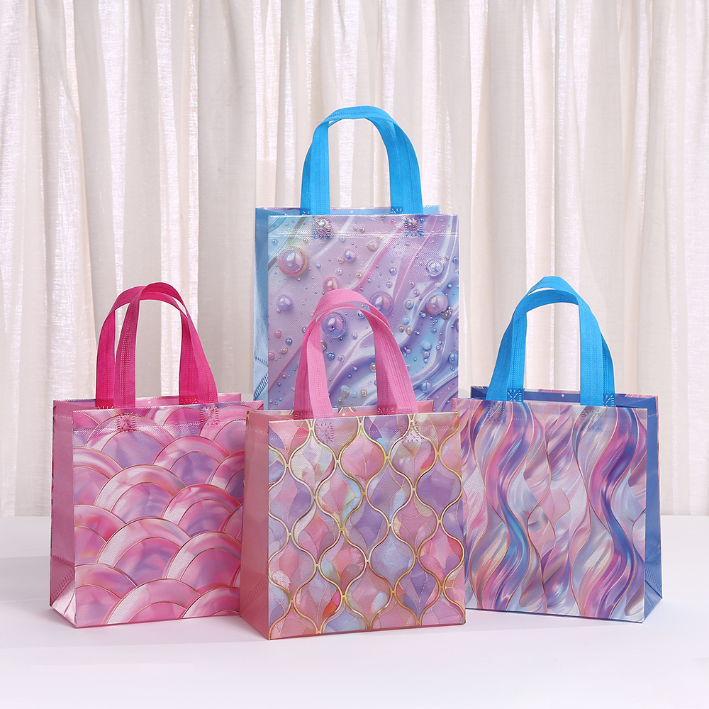无纺布手提袋印花炫彩服装购物袋绚丽高级感生日节日礼品包装袋