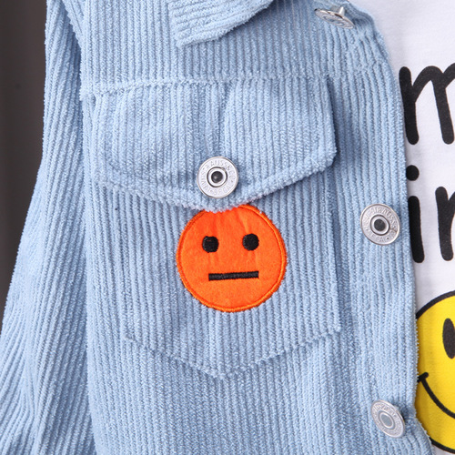 Boys' corduroy baby spring suit 0-1-3-5 years old baby fashionable spring and autumn three-piece trendy suit