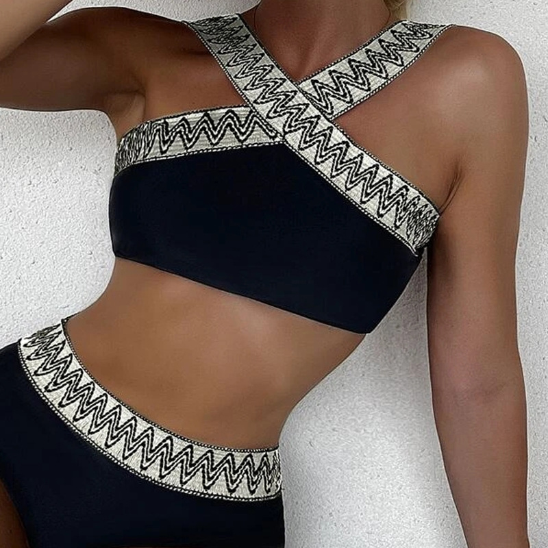 2022 Split Elastic Plate Belt New Bikini Womens Striped Swimsuit Foreign Trade Bikini AliExpresspicture5