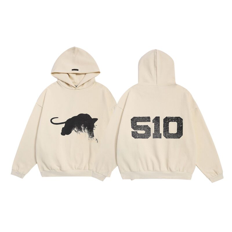 2026 Spring New Fog Collection Black Panther Letter Limited Edition Pullover Hoodie Unisex One Piece Wholesale