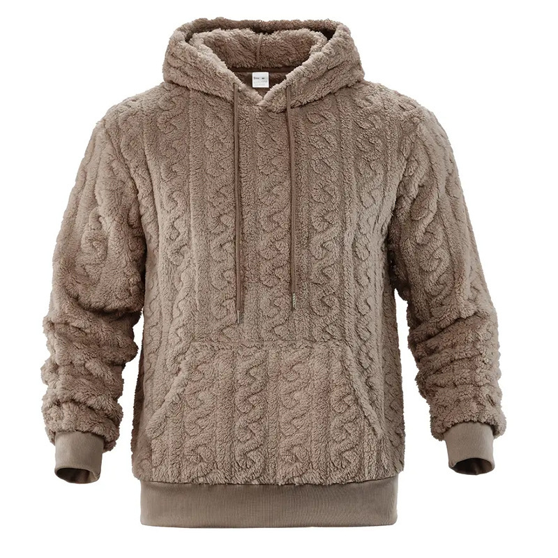 Cross-border European and American Amazon outdoor autumn and winter popular men's hooded jacquard teddy fleece sports sweatshirt Cross-border European and American Amazon outdoor autumn and winter popular men's hooded jacquard teddy fleece sports sweatshirt