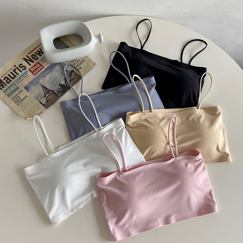 Short Ice Silk Beautiful Back Sling Tube Breathable Comfortable Belt Chest Pad No Steel Ring Inner Wearing Outer Wearing Women's Underwear