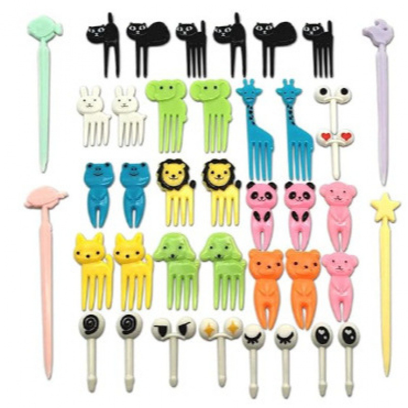 Japón hogar dibujos animados horquilla de fruta creativa para niños animales lindos horquilla de fruta de plástico set Bento stick