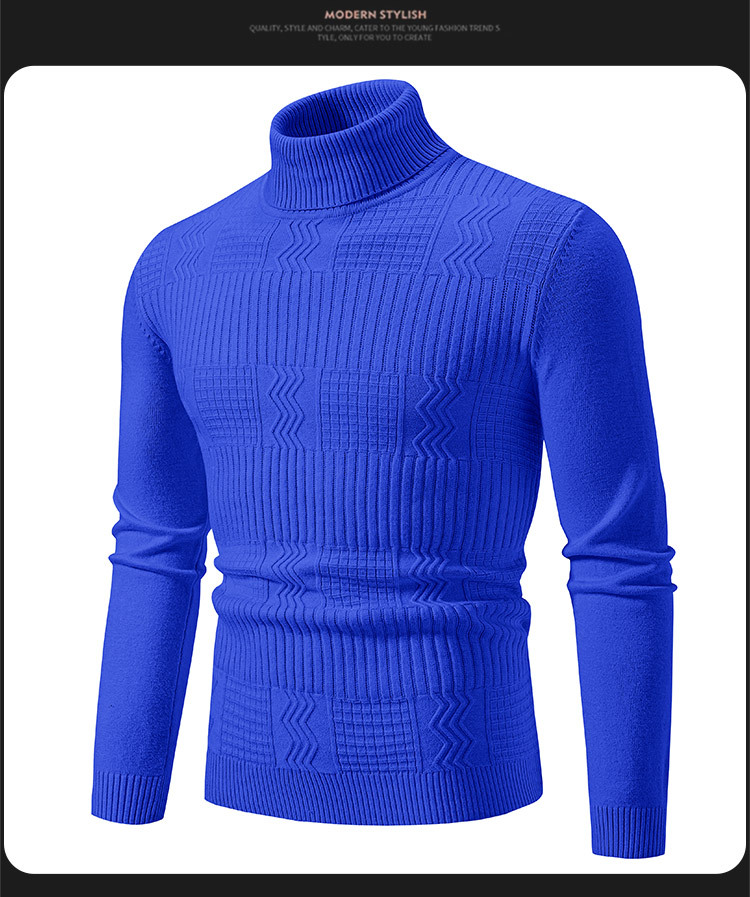 Men's High Neck Knit Sweater – Slim Fit Thermal Pullover For Layering Essentials_viptrois.com