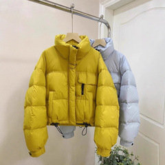 2025新款韩版宽松小个子羽绒服女短款立领加厚白鸭绒换色面包服潮